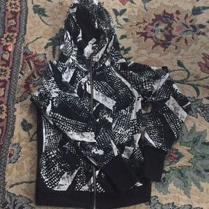 Lululemon black and white patterned scuba hoodie.